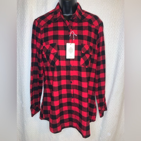Matchstick Tops - Women’s Plaid Shirt MATCHSTICK Brand 100% Cotton NWT